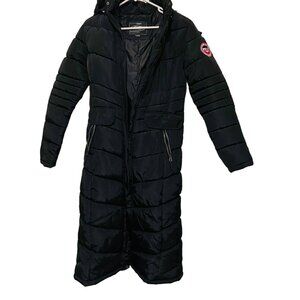 CB Sport‎ Womens Long Puffer Coat Fur Hoodie Black Size Medium
